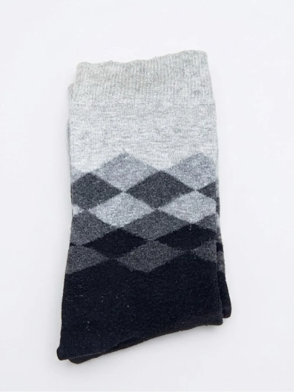 Happy Socks Unisex Grey Argyle Crew Socks OSFM Black & Grey Monochrome